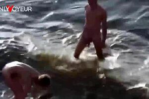 Hot teen gets hammered on the beach for all to see
