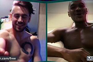 Six tattooed hunks on video call with dildos and stroking