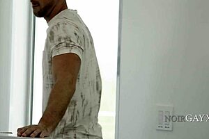 Serious passion in interracial reunion with ebony hunk and twink.