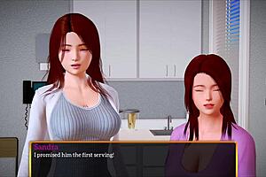 redhead and brunette play erotic game with big tits and ass in homemade family