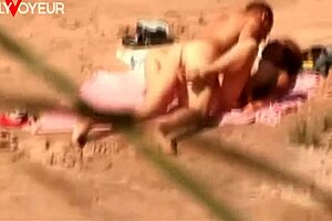 horny teen 18+ couple banging hard on public beach