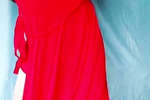 blue dress crossdresser rides cowgirl with big ass