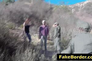 I lured beautiful brunette in fake Mexican border patrol outdoor scene