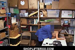 petite teen gets punished, stripping naked for the mall guard after stealing in the shop