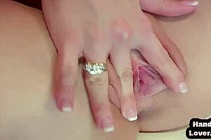 Beautiful blonde gets a boobjob and titjob with a dirty talking guy