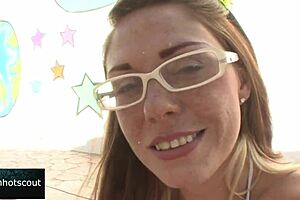 beautiful blonde enjoys outdoor threesome with cum inside