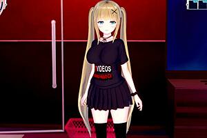 【エロゲーコイカツ！ セックス特化 】 金髪爆乳ギャルjkエレノア オリキャラ と開脚正常位、後背位、腕引っ張り後背位、騎乗位３dcgエロアニメ動画