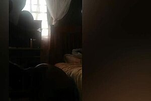 great moment she looks for shoes under the bed