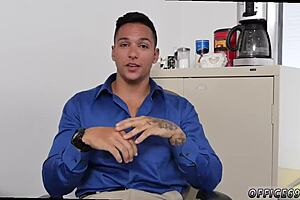 This guy is naked with a big dick in his first gay porn