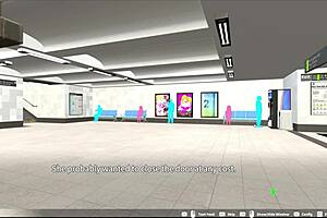 hey, check out this loop train h-game elevator scene with squirting blowjob and creampie