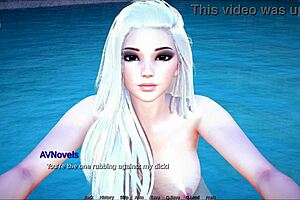 Beautiful anime threesome with big-boobed babes in a sensual game