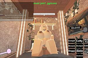 Beautiful girl with big cans gets it in every hole in Roblox game