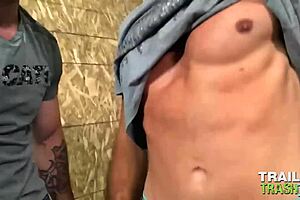 Muscular hunk Trenton Ducati in a raw and intense gay scene with trailertrashboys