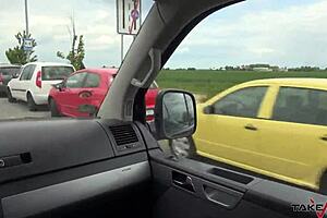 Hungarian amateur caught having sex in a car accident