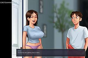 summertime saga - caught masturbating by busty mature stepmom