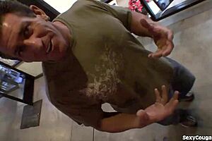 Hairless Blonde Cougar with Big Tits Enjoys Hard Fucking