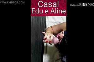 Aline Sucking And Taking Cumshot In Mouth At Glory Hole In Front Of Cuckold Husband!