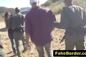 I lured beautiful brunette in fake Mexican border patrol outdoor scene