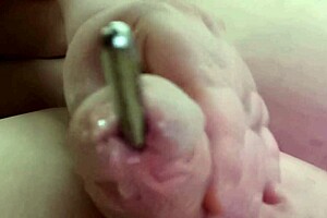 Huge cock gets humiliated by wife and toys