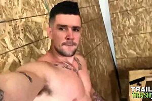 Muscular hunk Trenton Ducati in a raw and intense gay scene with trailertrashboys