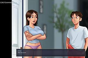 summertime saga - caught masturbating by busty mature stepmom