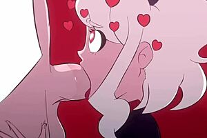 Modeus from Helltaker, lustful demon, deepthroats monster cock in hentai parody!