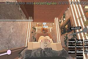 Beautiful girl with big cans gets it in every hole in Roblox game