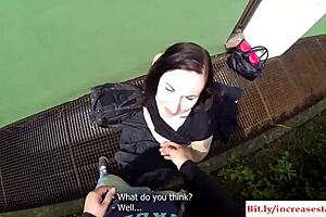 does this blonde teen get bent over and fucked doggystyle outside?