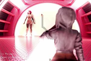 giantess woman grows huge in 3d animation with big tits and ass