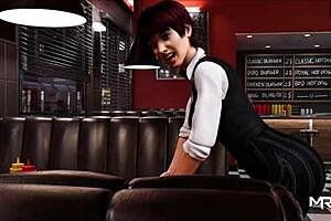 Showing pussy in the restaurant