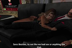 Dinner with the stepsister turns into a blonde threesome with blowjobs and assfucking.