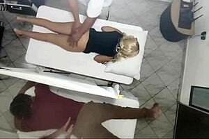 Hey, watch this real massage turn into hot sex next to her cuckold husband 😏