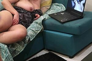 Caught stepsister in the act of watching a porn movie