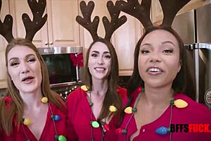 Wow, Best Friends Bang in Christmas Gangbang with Petite Blondes and Brunettes!