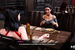 Showing pussy in the restaurant