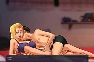 Steamy anime game with curvy teens and big tits