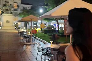 Blowjob action in a public restaurant setting