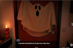 She dressed as bdsm tomb raider in a sexy outfit for big tits cum and assfucking game