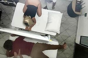 Hey, watch this real massage turn into hot sex next to her cuckold husband 😏