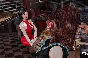 Showing pussy in the restaurant