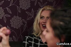 Foxy idol takes a huge cumshot on her face and swallows every drop!