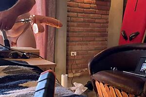 hi back there with fucking machine and dildo