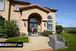 Lonely redhead milf linzee ryder craves rough blowjob and face fucking on the sofa