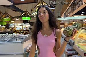 Girl Walks Supermarket with Cum on Face for Cash Reward