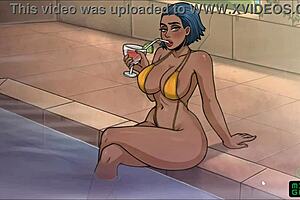 Beautiful blonde Mara gives a good shower and blowjob in Game of Whores ep 27