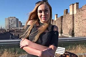 German scout lures fashion teen 18+ model Liza into anal sex for cash outdoors