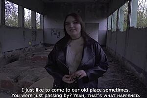 Construction site affair with a Russian brunette with extra meat on her bones