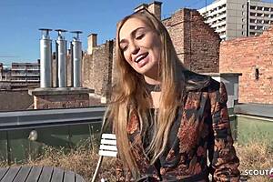 German scout lures fashion teen 18+ model Liza into anal sex for cash outdoors