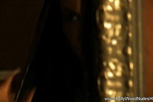 happy brunette dances nude clothes ripped off in oriental setting