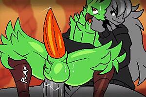 Furry gay video game review in cartoon style with anal licking scenes